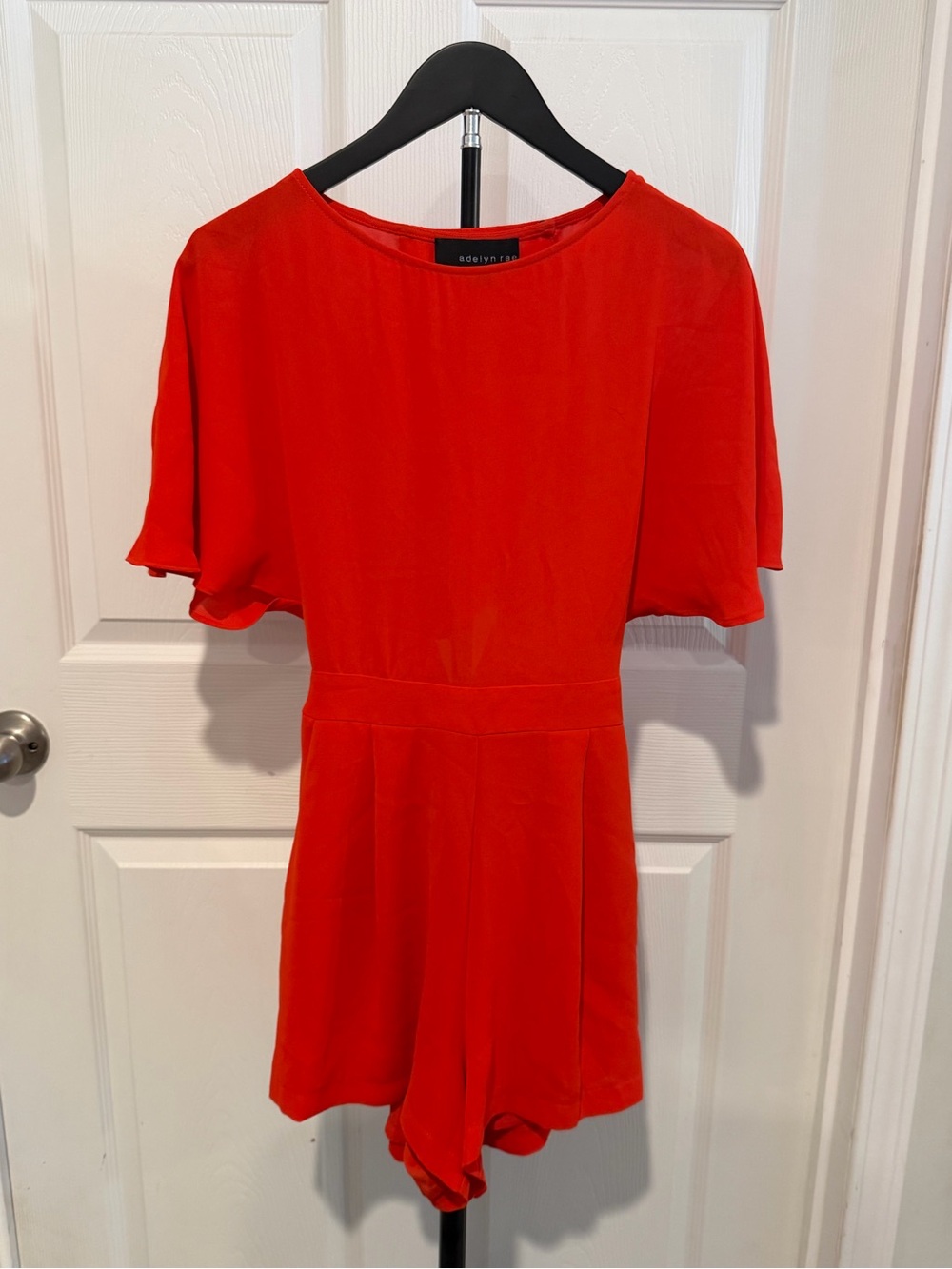 Adelyn Rae Vibrant Red Flutter-Sleeve Romper